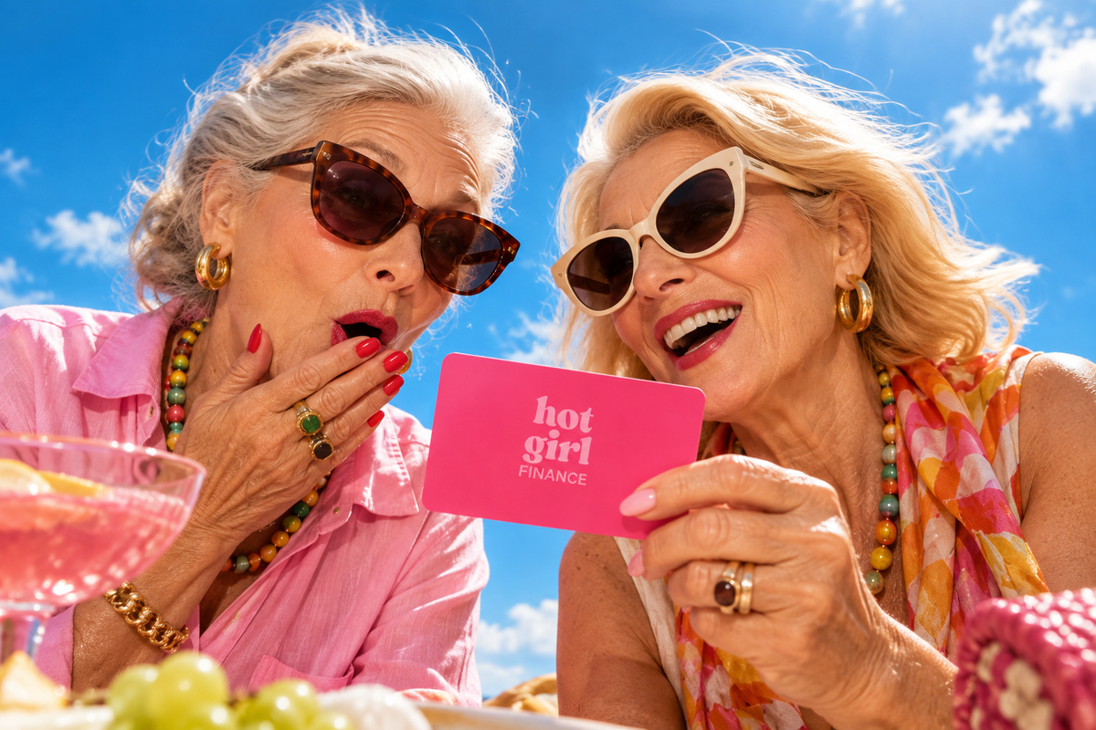 Friends talking over Hot Girl Finance cards